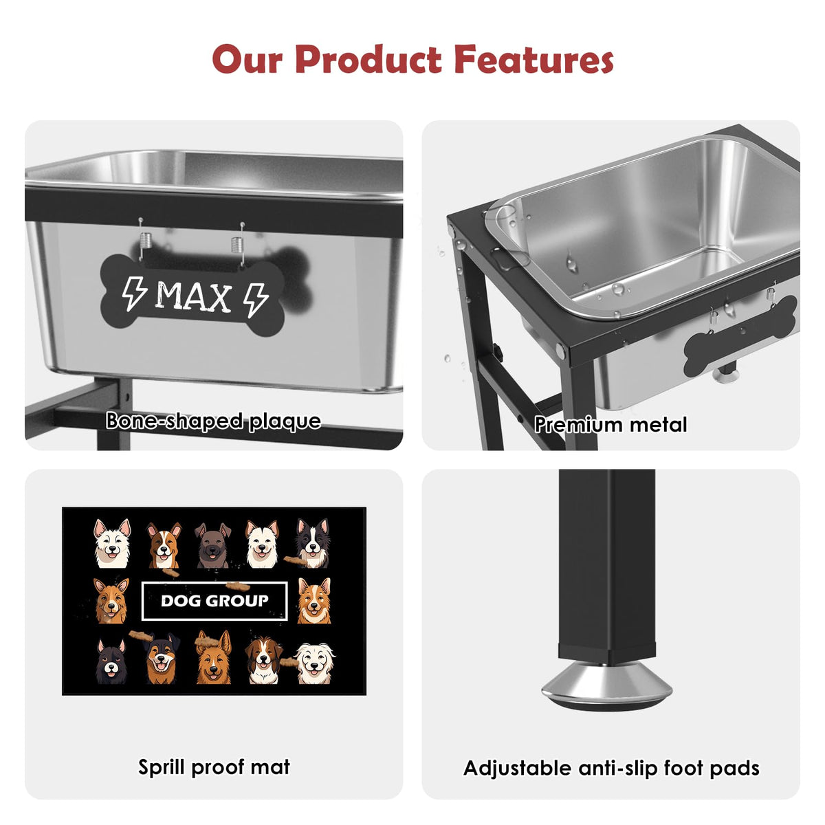 2.8 Gallon Elevated Large Dog Water Bowl (2.8 GAL Bowl / Height: 9.45-14.2")