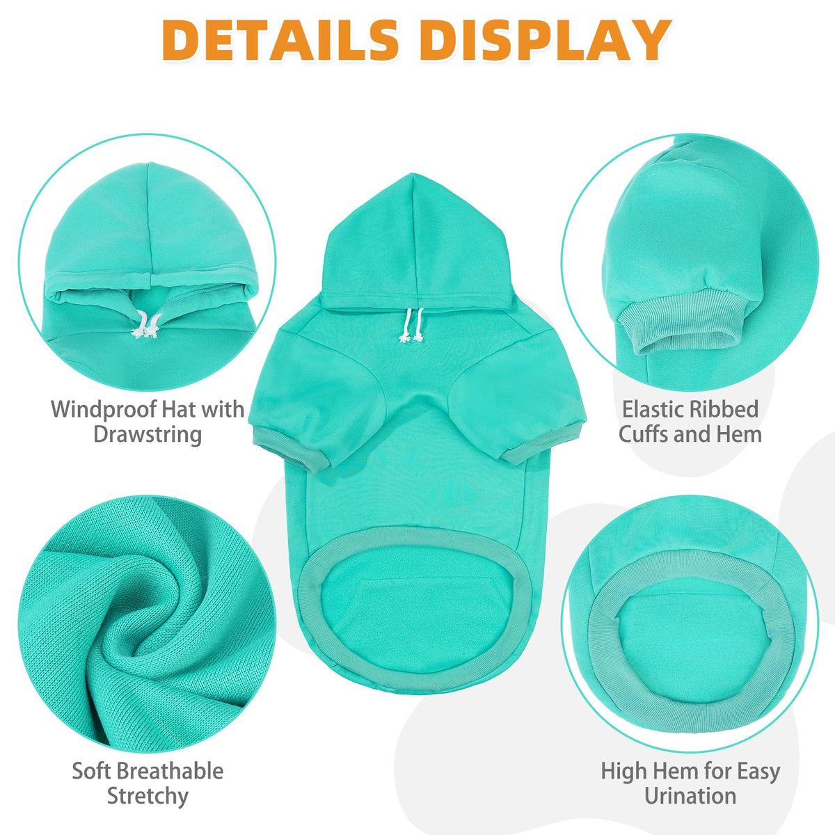 Dog Hoodie for Small Medium Dogs Cats (Lake Blue / X-Small)