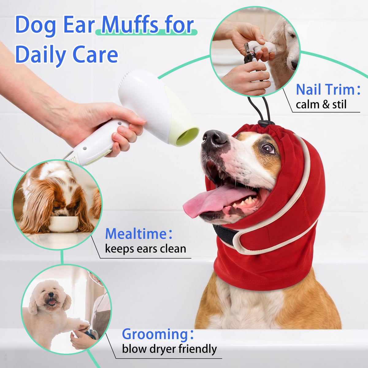 Dog Ear Muffs Noise Protection (Red / Medium (13.8"/35cm Neck Girth))