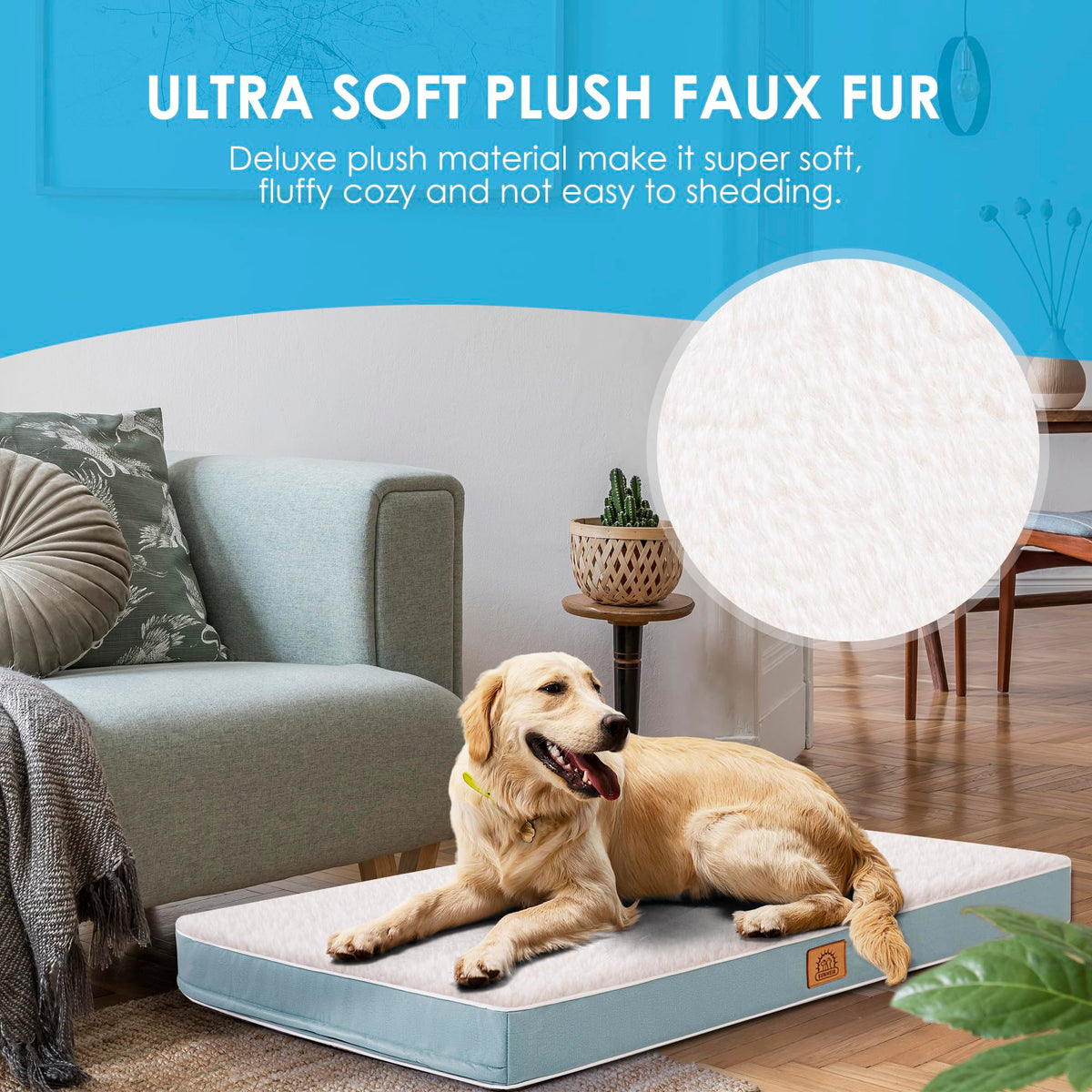 Washable Orthopedic Small Dog Bed (Blue / 24.0"L x 16.0"W x 3.0"Th)
