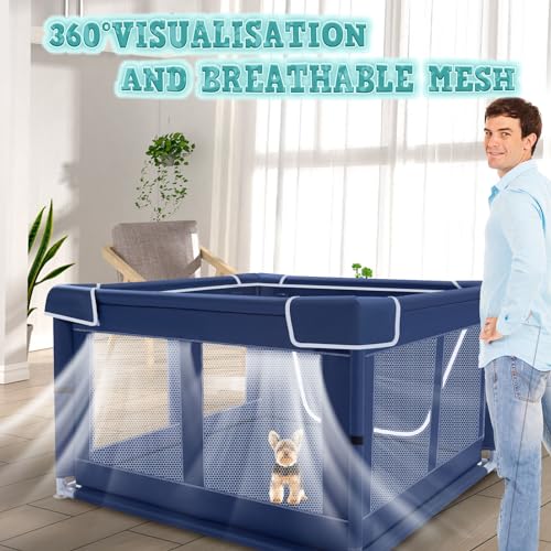 42x42 Inches Puppy Playpen with Gate (Blue / 42x42 IN)