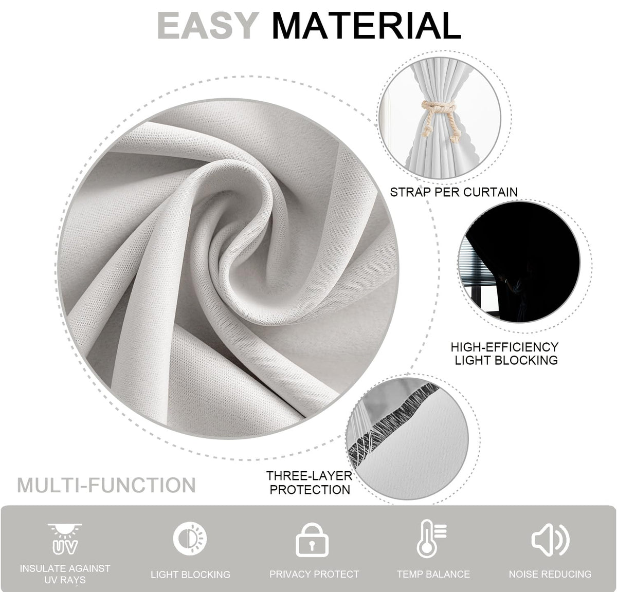 Self Adhesive Curtains (71"W x 59"L (Pack of 1) / White)