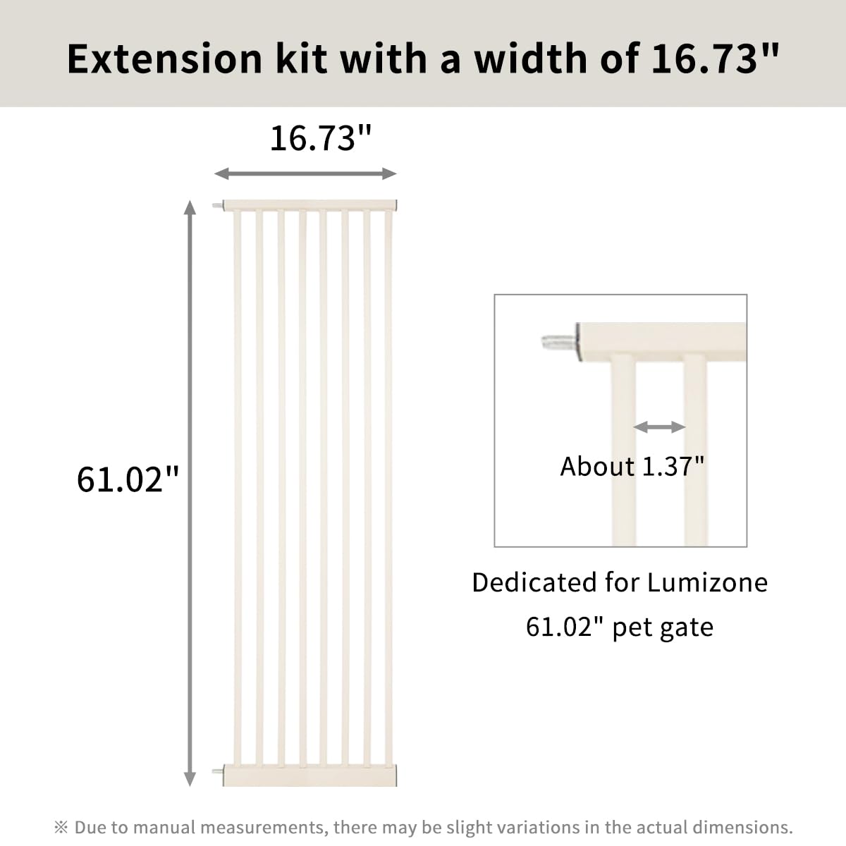 61.02" Extra Tall Pet Gate Extension Kit 16.73" Wide Cream (61.02" H-cream / 16.73" W, Extension)
