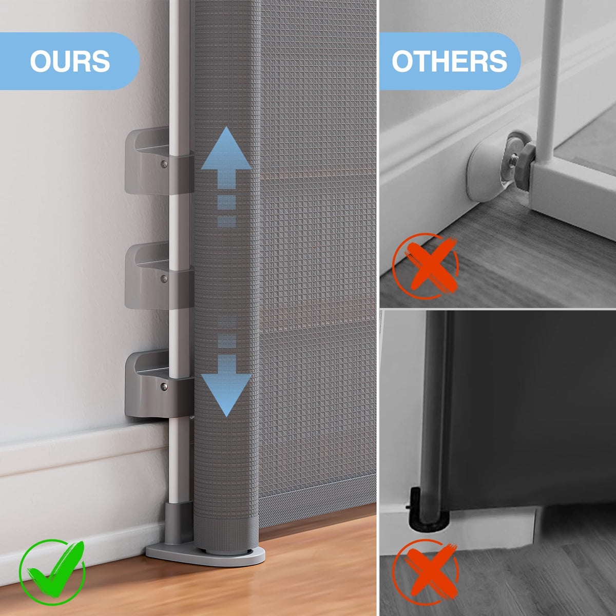 Retractable Baby & Dog Gate (C-grey / 34" Tall x 72" Wide)