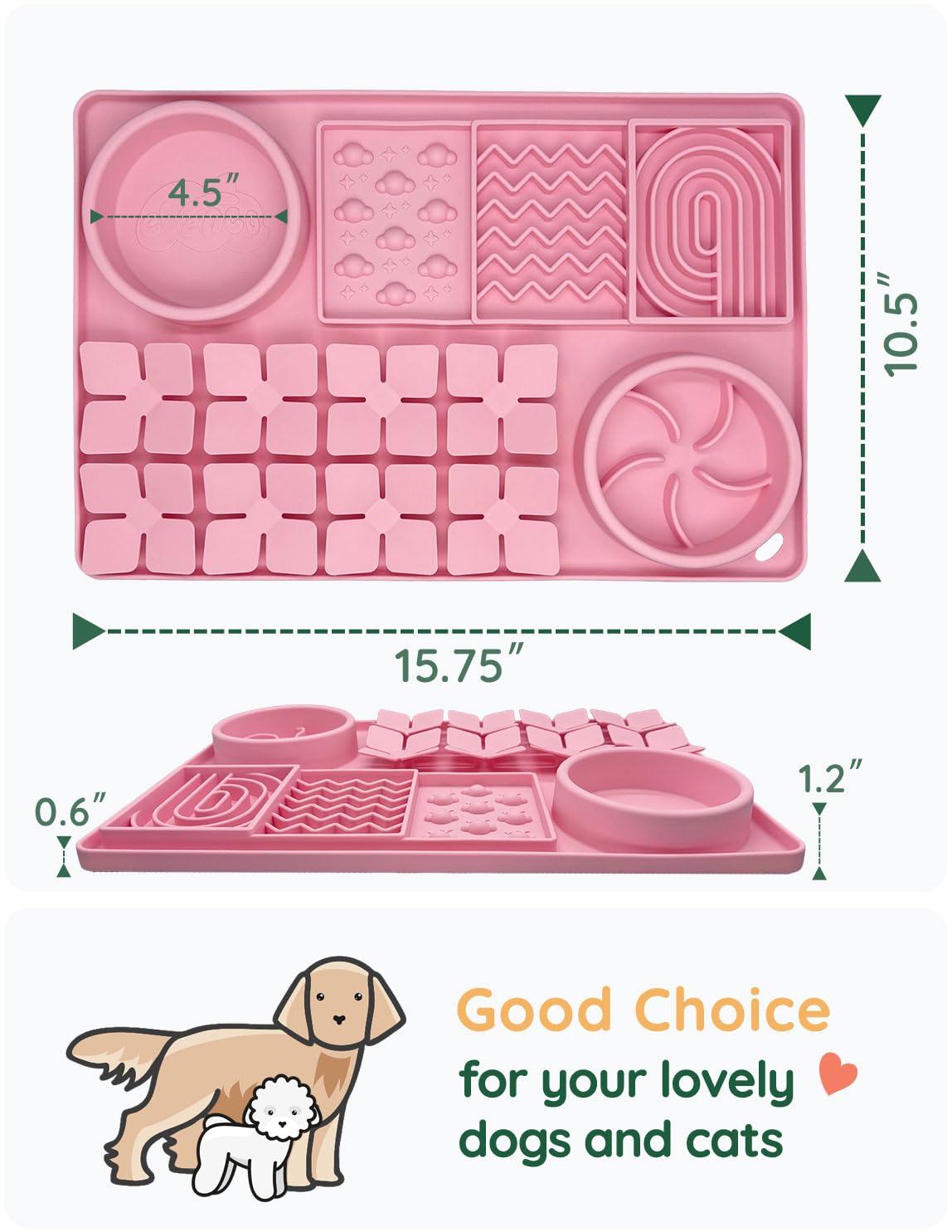 Slow Feeder Bowl for Dogs and Cats (Pink)
