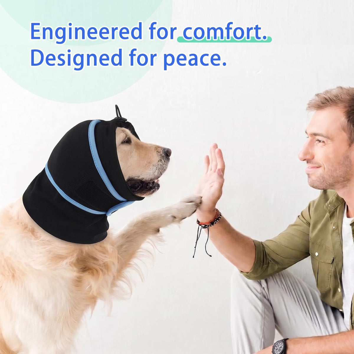 Dog Ear Cover for Anxiety Relief (Black / Large (15.7"/40cm Neck Girth))