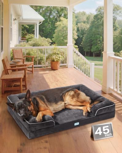 Orthopedic Large Dog Bed Couch Sofa with Memory Foam (45" x 33" x 7.5" / 03-Black)