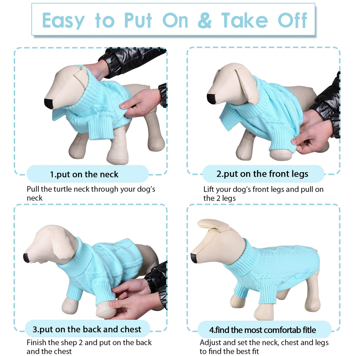 Small Dog Sweater for Small Dogs Boy (Small / Sky Blue)