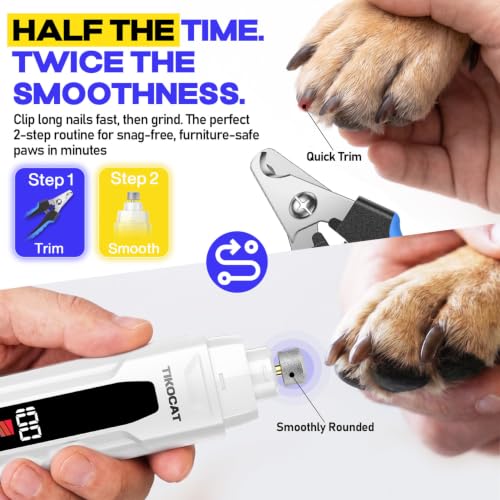 Whisper Quiet Dog Nail Grinder Kit 50%More Powerful for Sensitive Dogs
