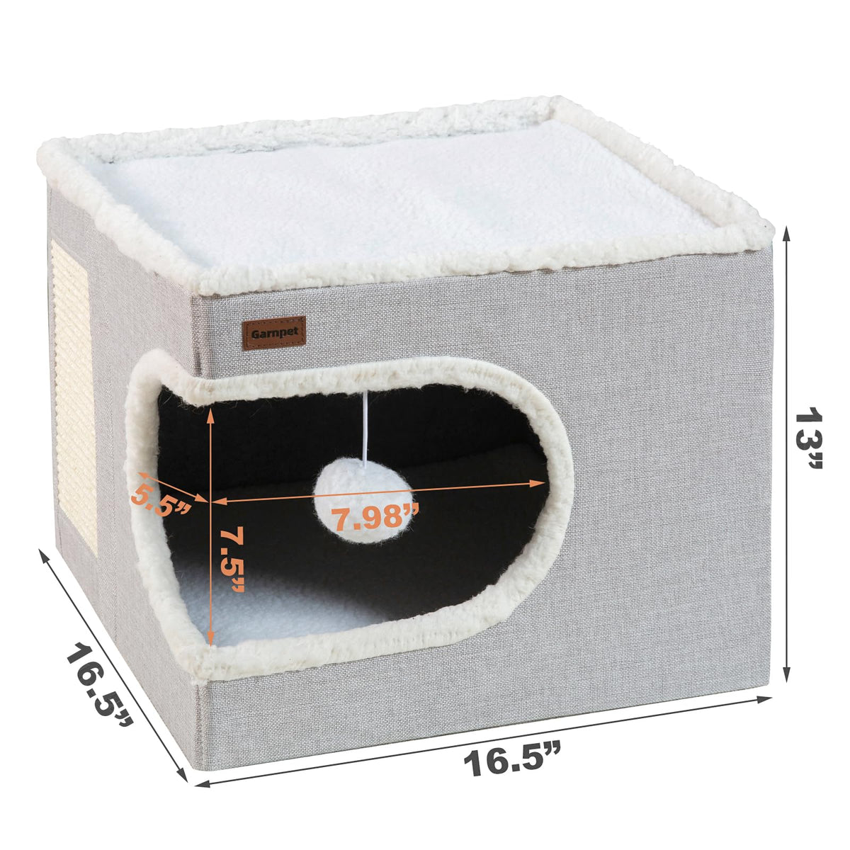 Cat Bed for Indoor Cats Cube House (16.5"D x 16.5"W x 13"H / Green)