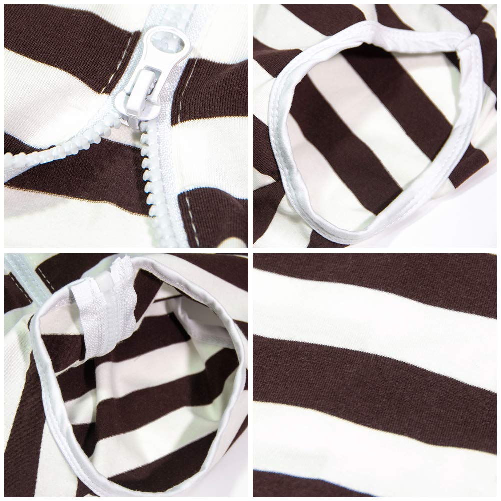 Dog’s Recovery Suit Post Surgery Shirt for Female Male Dog (4xl / brown white stripe)