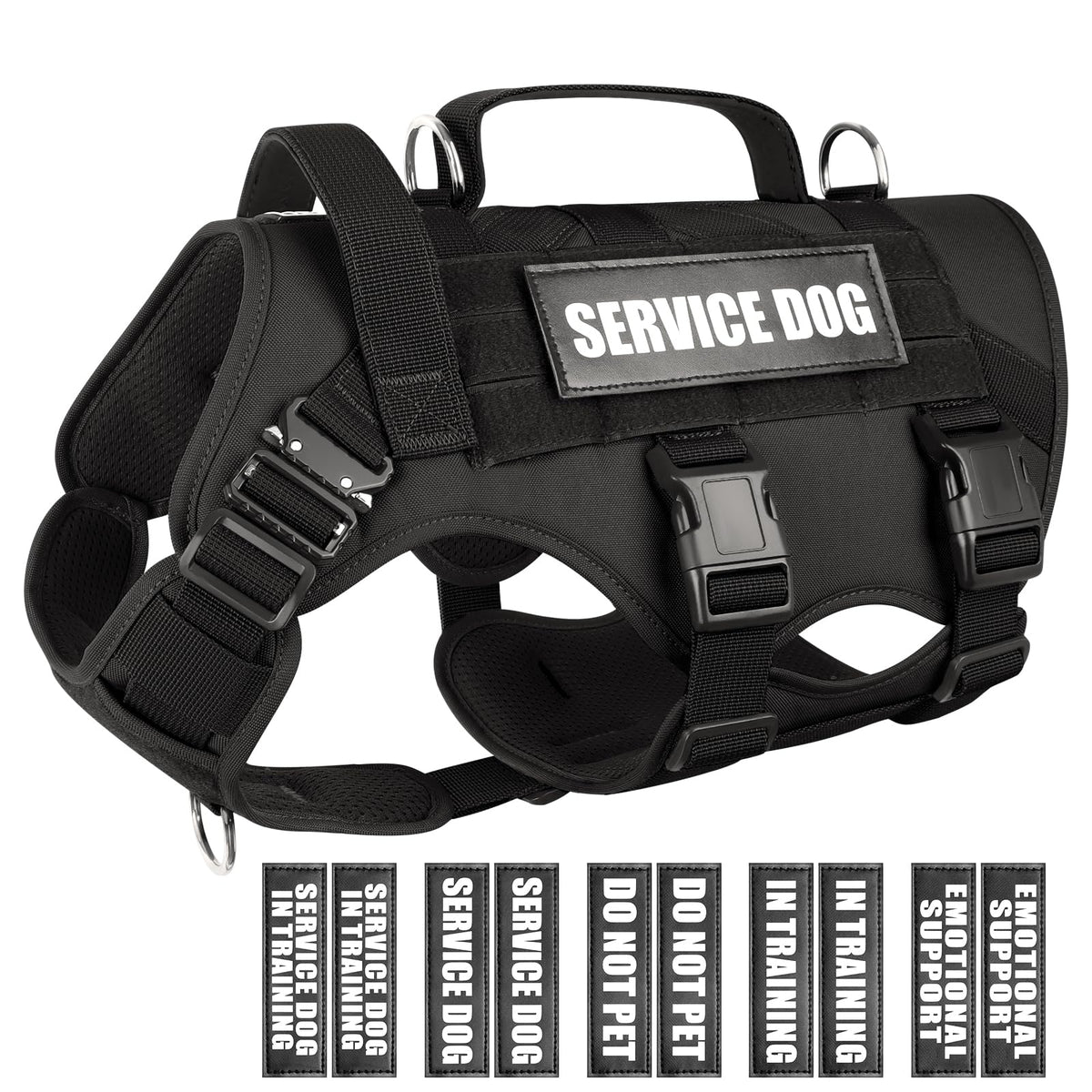 Service Dog Vest Harness for Large Dog (Large / Black)