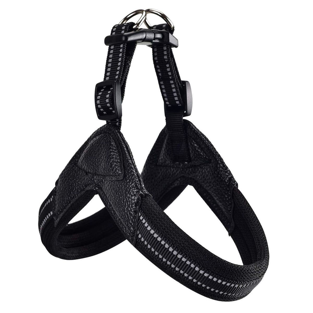 Dog Harness No Pull Ultra Soft Breathable Padded Pet Harness 2 Adjustable Botton (Black / L)