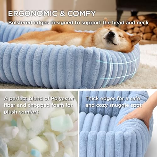 ComfyFleece® Cute Dog Bed Medium Large Size Dog Washable (30.0"L x 24.0"W x 8.0"Th / Blue)