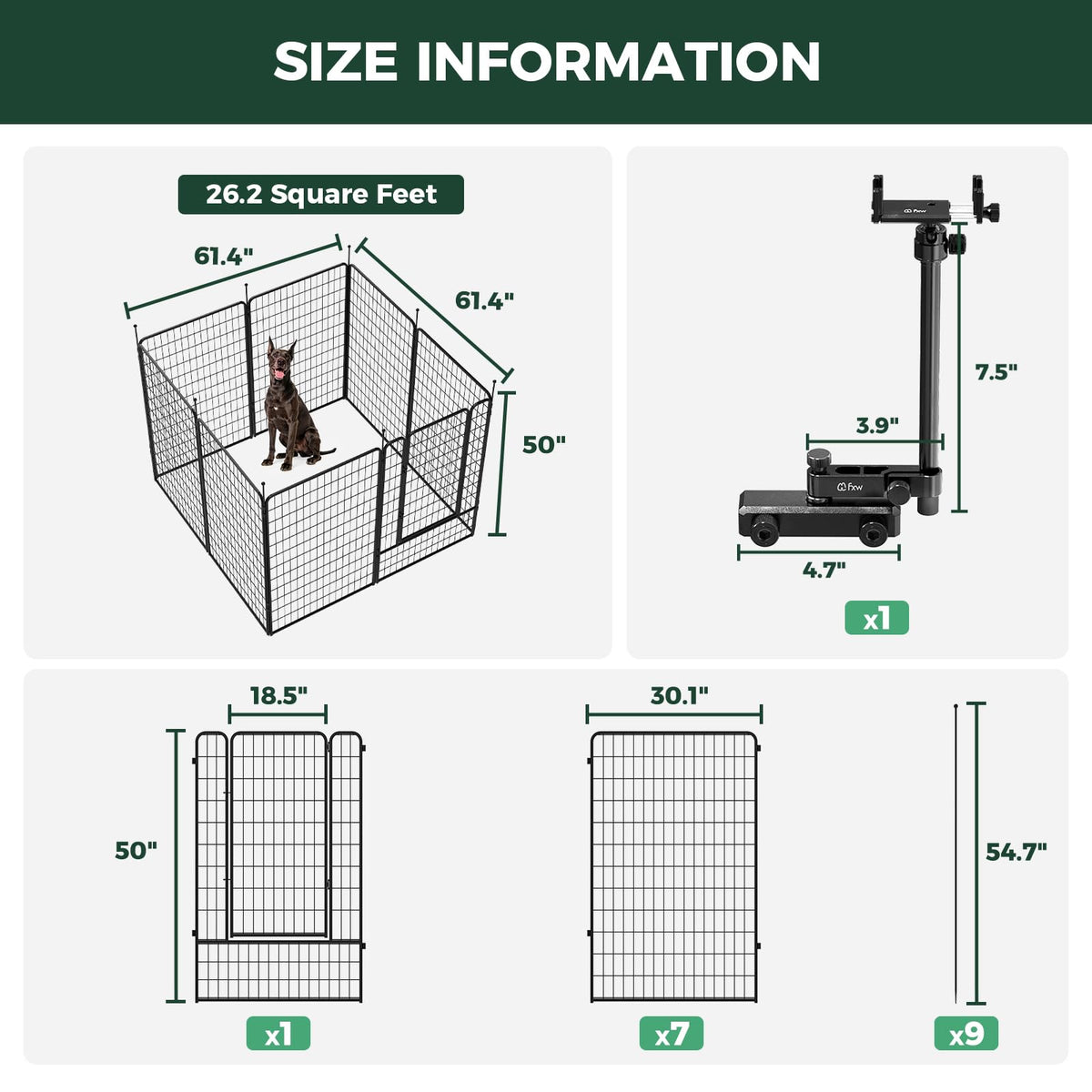 Rollick Dog Playpen with Camera Mount (Black / 45"H)