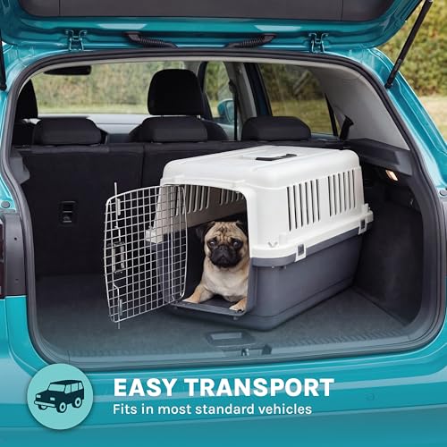 SportPet Airline Compliant SMALL 24" Travel Dog Kennel (Cream/Gray)