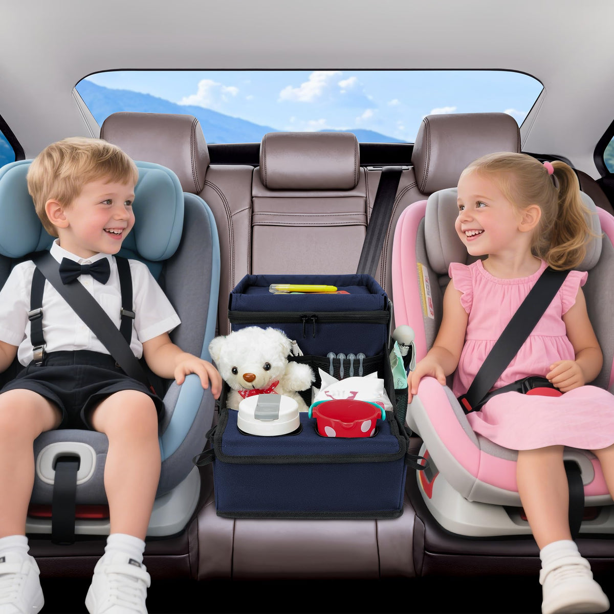 Backseat Organizer for Kids & Adults (Navy Blue)