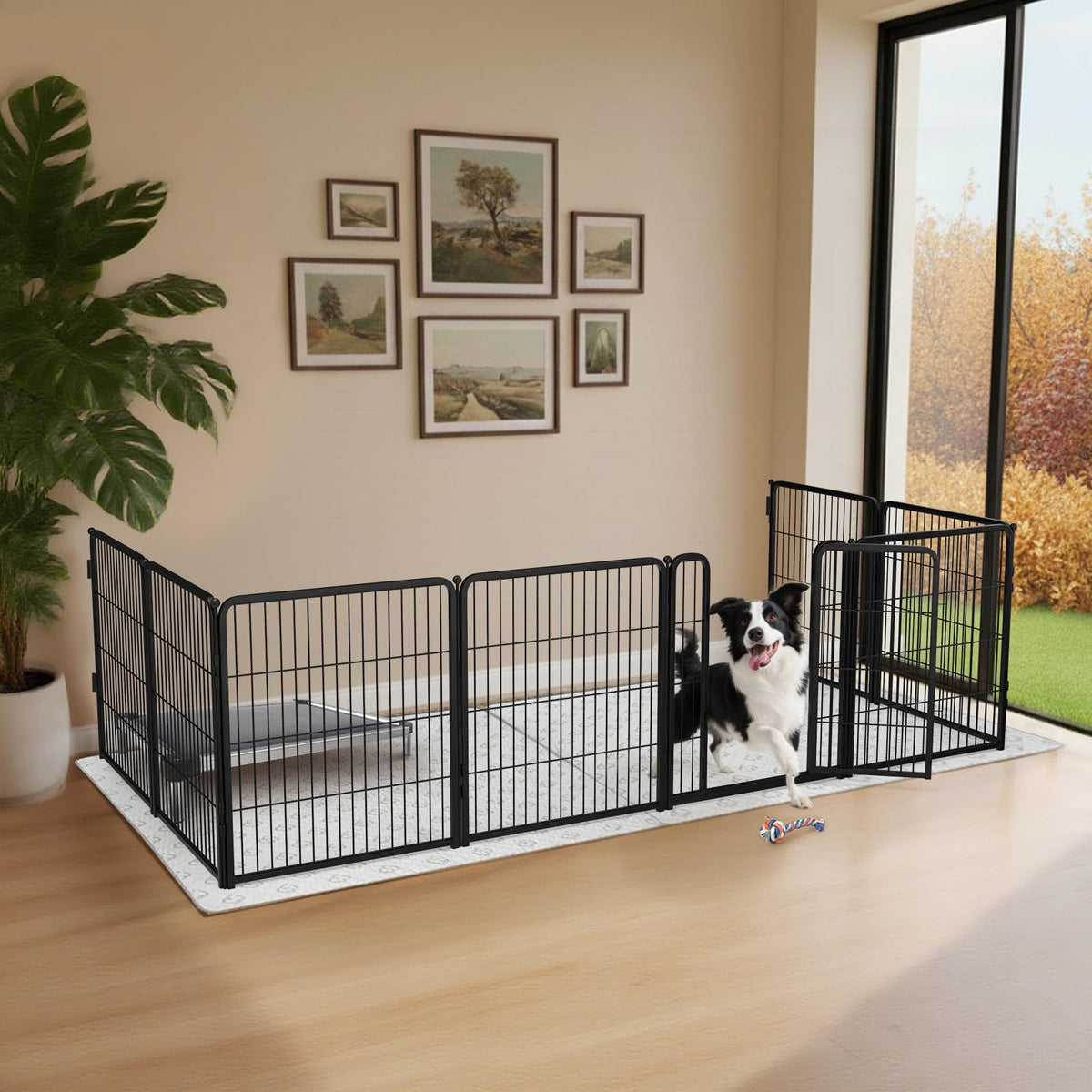 Homeplus Indoor Dog Playpen with Fence (Black / 32"H)