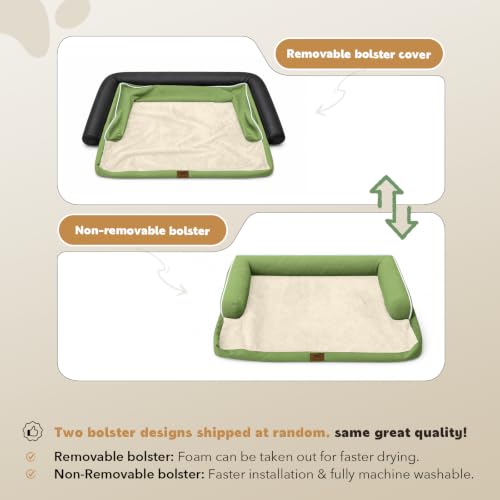 Orthopedic XL Dog Bed with Bolster for Extra Large Size Dogs (42.0"L x 30.0"W x 8.0"Th / Grass Green)
