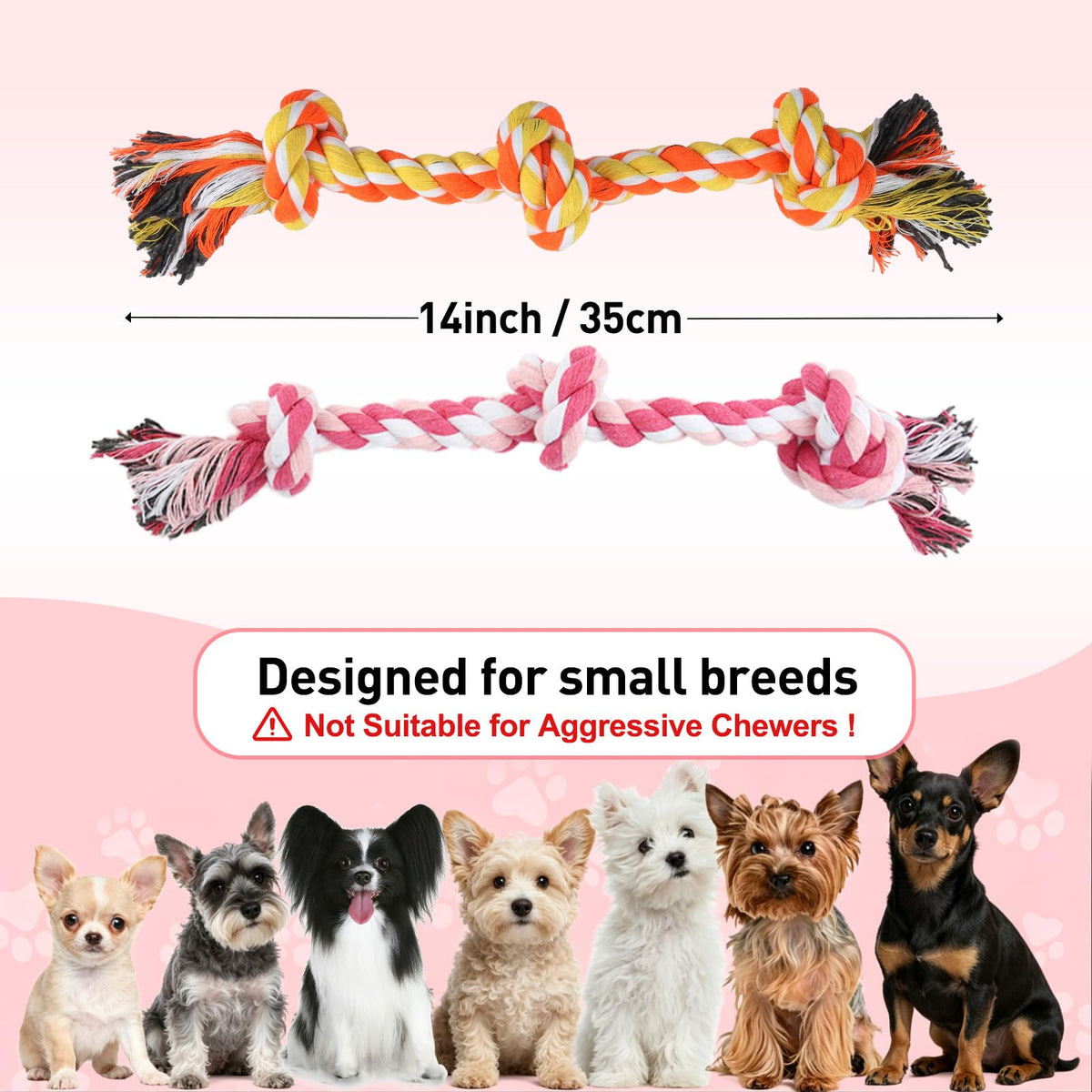 Dog Rope Toy 2 (Small / Red & Orange)
