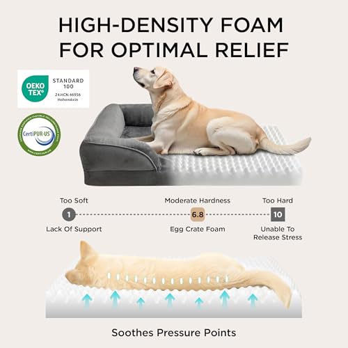 Orthopedic XXL Dog Bed Extra Large Washable Original Design (Dark Grey / 52"l X 41"w X 8"th)