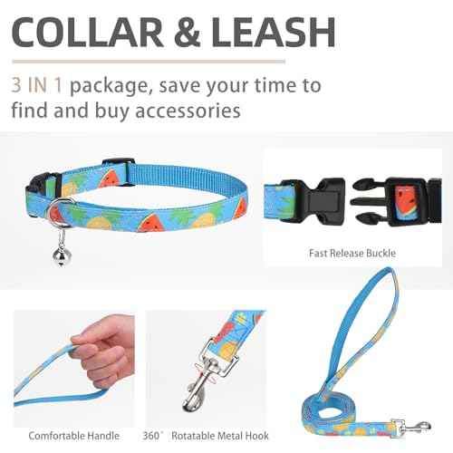 Dog Harness Collar and Leash Set No Pull for Small Medium Sized (Sky Blue / S (CHEST 14.5"-16"))