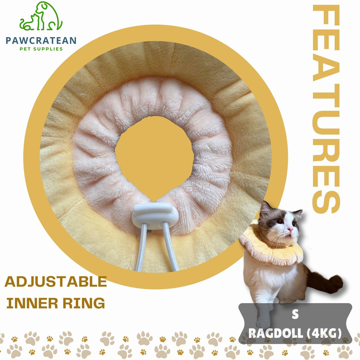 Adjustable Comfy Flower Style Elizabeth Collar for Cats Puppies Soft Recovery Cone Pet Protective Neck Collar (Yellow / Small)