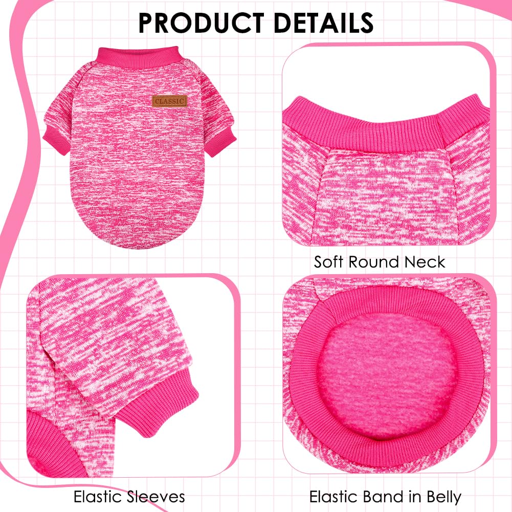 1 Pack Dog Sweaters for Small Dogs Girl Boy Winter Fleece Clothes Warm Soft Dog Sweatshirt Outfit for Dogs Cats Pet Apparel (Rose / XS (Back: 9.8", Chest: 13.7", 3.5-5.5 lbs))