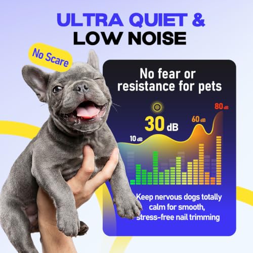 Whisper Quiet Dog Nail Grinder Kit 50%More Powerful for Sensitive Dogs