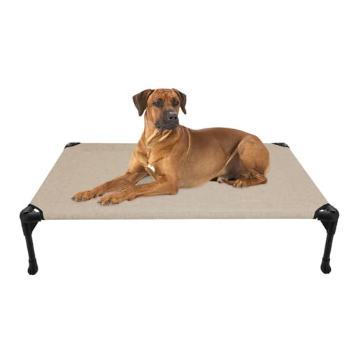Outdoor Elevated Dog Bed Large Sized Dogs (45.0"L x 33.0"W x 7.0"Th / Beige Coffee)