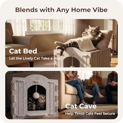 Cat Bed Cave for Indoor Cats (Gray-2)