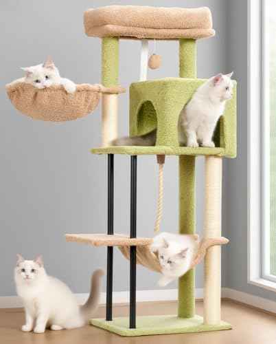 Cat Tree 43.3'' Cat Tower with Hammock for Kittens GCT004SGY (43.3 inches / Green and yellow)