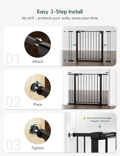 29 43" Baby Gate for Stairs (Black / 30" Tall, 29-43" Wide)
