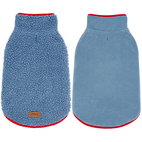 Sherpa Dog Coat Reversible Dog Jackets for Small Dogs (Medium (10-15lbs) / Blue)