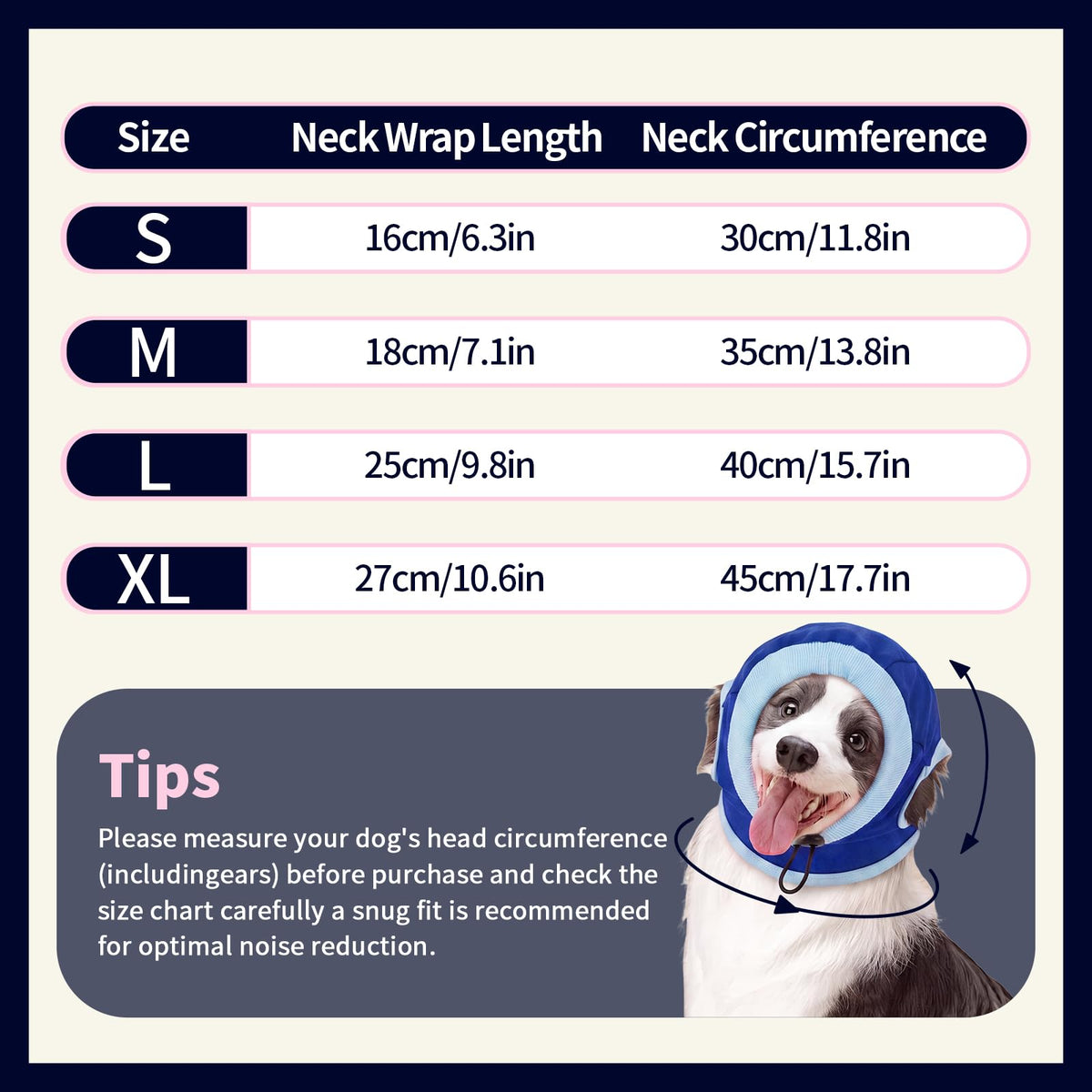 Dog Ear Muffs for Noise Protection No Shake Ear Wrap for Dogs (Blue / X-Large)