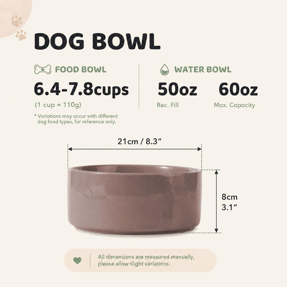 Ceramic Dog Bowls (Brown Coffee)
