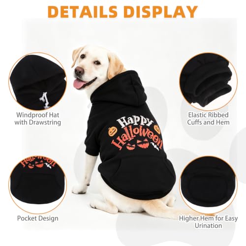 Halloween Dog Hoodie for Large Medium Dogs (Halloween Black / X-Large)