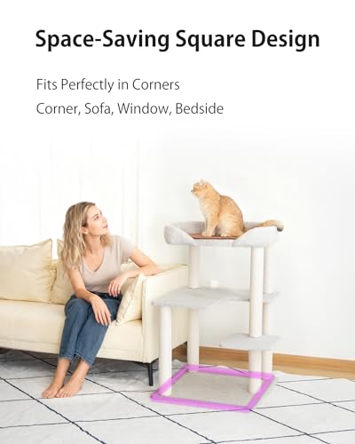 37.5" Cat Tree Tower for Large & Senior Cats (Light Grey 37.4'')