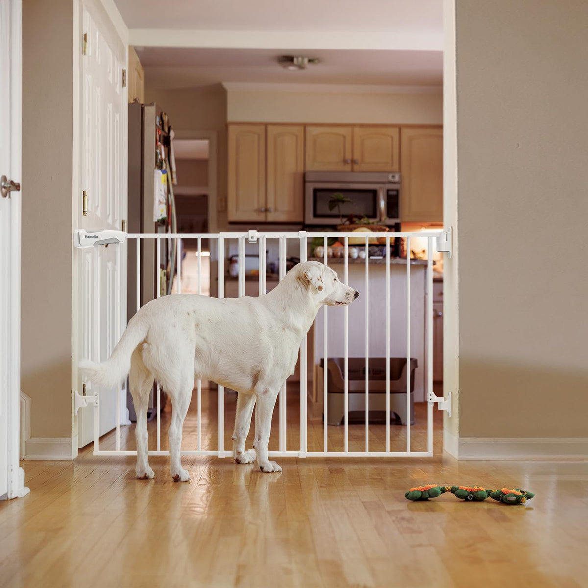 31.5 55" No Bottom Bar Baby Gate Extra Wide (*White / 28" H, 31.5-55" W- Extra Wide)