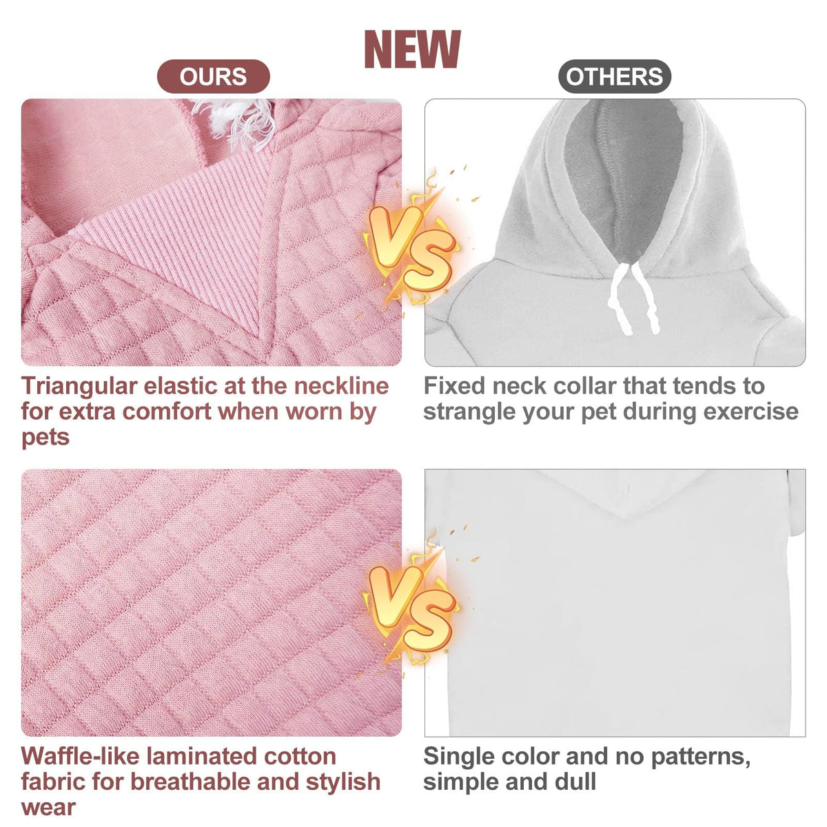 Dog Hoodies Sweater for Small Dogs (Pink / XS (Back: 10",Chest: 14", Neck: 8.7"))