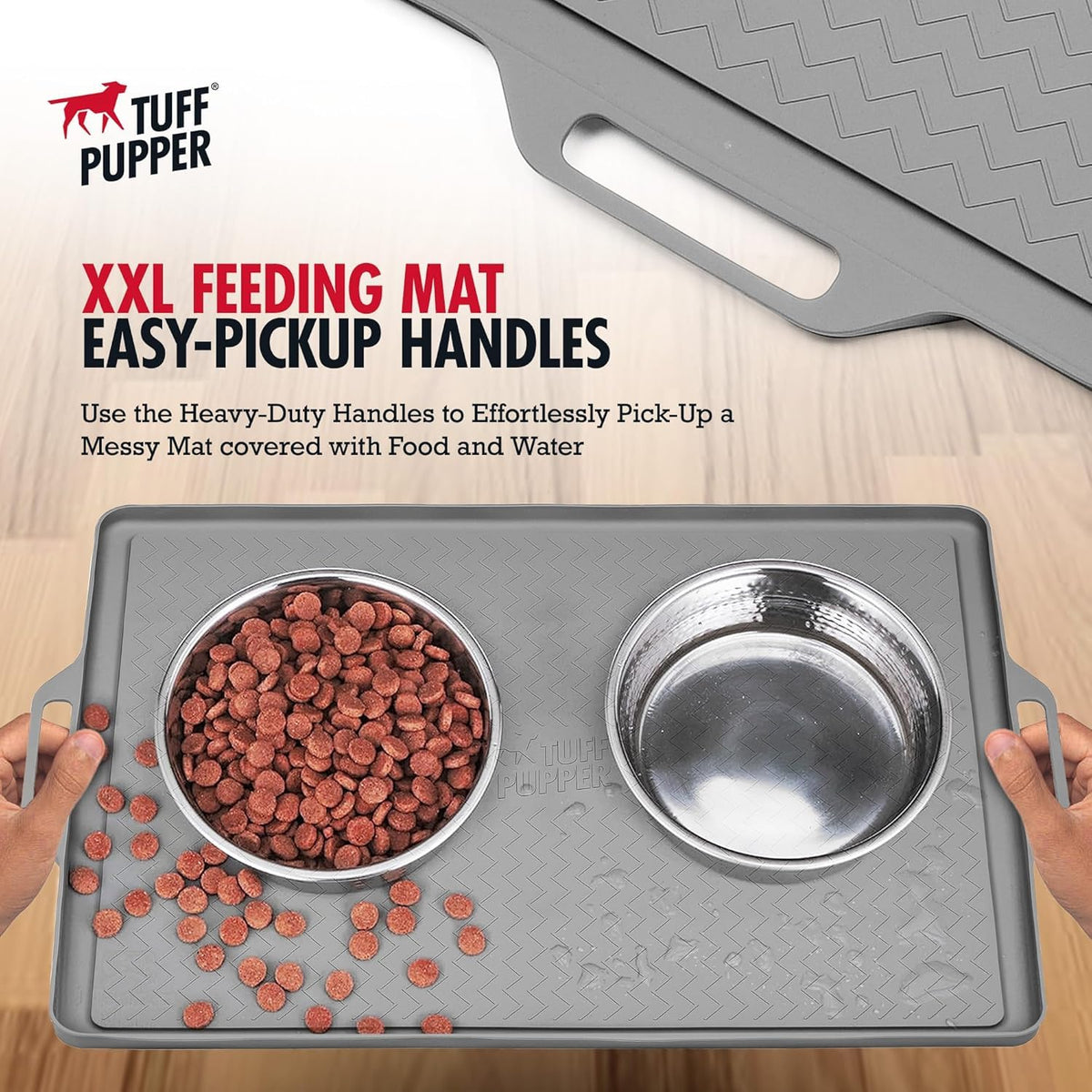 18x12 Small Dog Feeding Mat for Food and Water (Gray / Small - 18" x 12")
