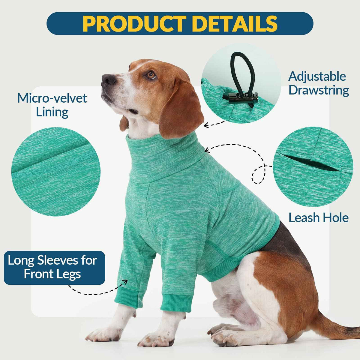 Dog Recovery Sleeve Front Leg Dog Shirt Half Shoulder (L / Green)