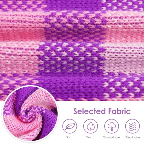 Dog Sweater Dress Plaid Knitwear for Medium Dogs Girl Christmas Clothes (Purple / Medium)