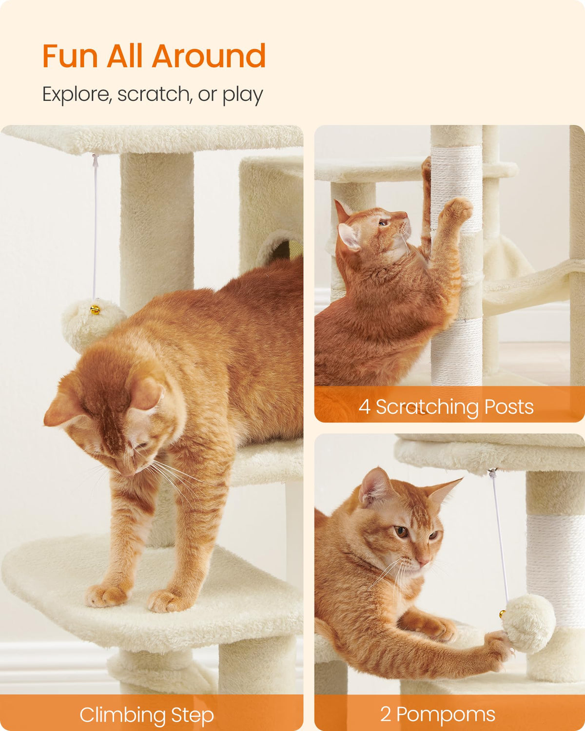 Cat Tree 44.1 (44.1 Inches / Beige)