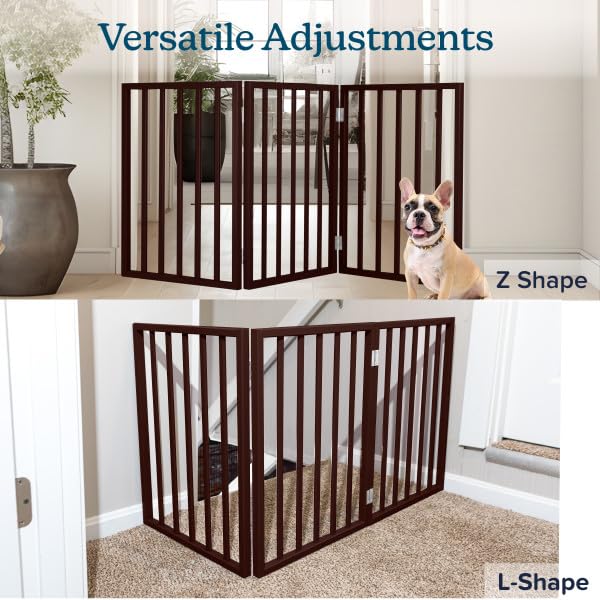 Pet Gate 3 Panel Freestanding Dog Gate Indoor (Brown / 3 Panel)