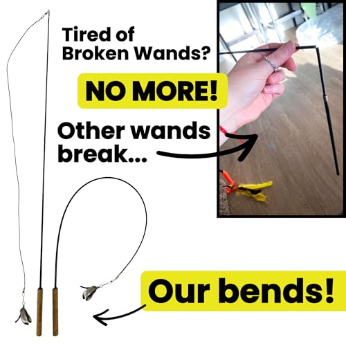 Forever Stick Cat Wand Toy with 9 Feather Refills (Forever Stick and 9 Feather Toys)