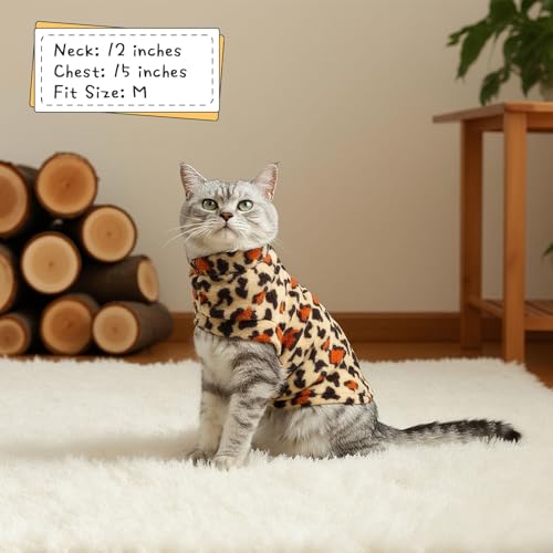 Cat Sweater Warm Fleece Pet Clothes for Cats Only (Leopard Print / Small)