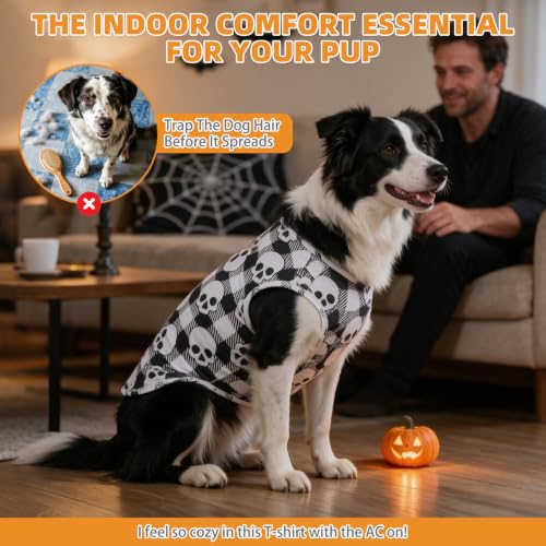 Halloween Dog Shirts for Large Dogs (Halloween Pattern / X-Large(Chest 26", Back 19"))