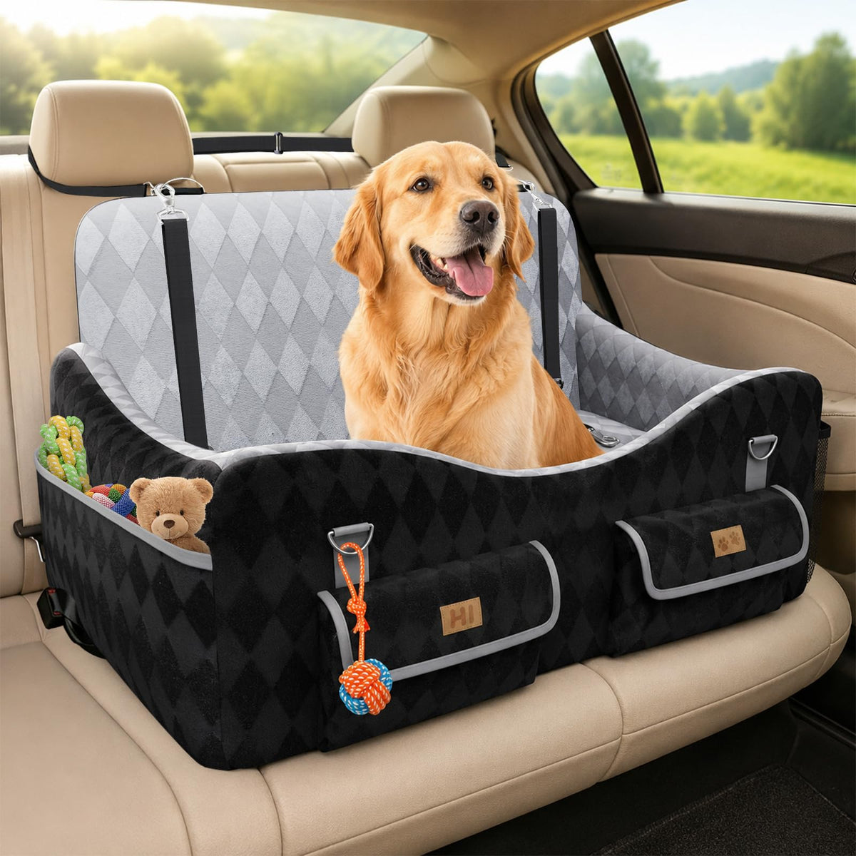 Dog Car Seat for Medium & Large Dogs Up to 55 lbs