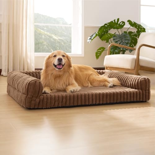 ComfyFleece® Memory Foam Orthopedic XL Plus Dog Bed 48" (Camel Brown / 48.0"l X 35.0"w X 8"th)
